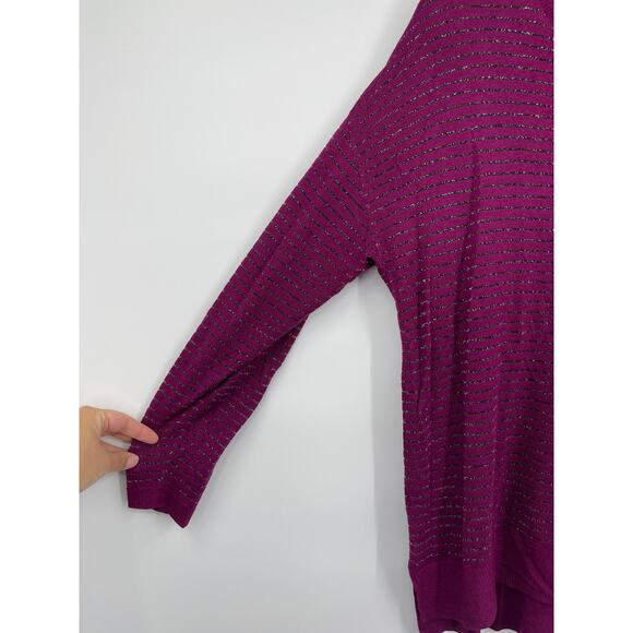 Daisy Fuentes Purple Knitted Long Sleeve Sweater Top Side Slit Womens Size XL - Picture 4 of 10